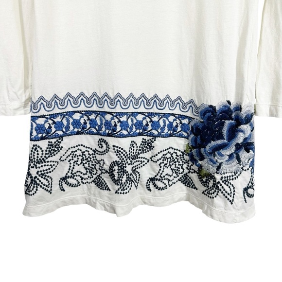 JOHNNY WAS Scoop Neck Long Sleeve Knit Embroidered Boho Dress Small - Picture 3 of 6